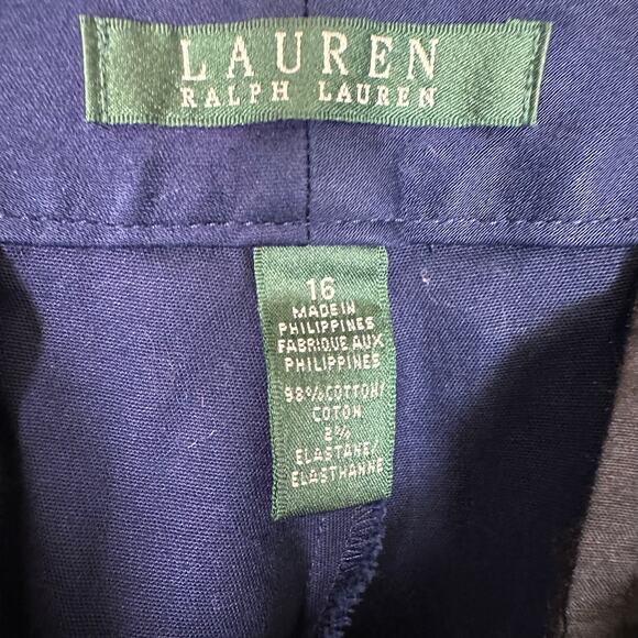 Lauren Ralph Lauren Women's‎ 16 Blue Flat Front Chino Shorts Preppy Classic - Picture 6 of 10